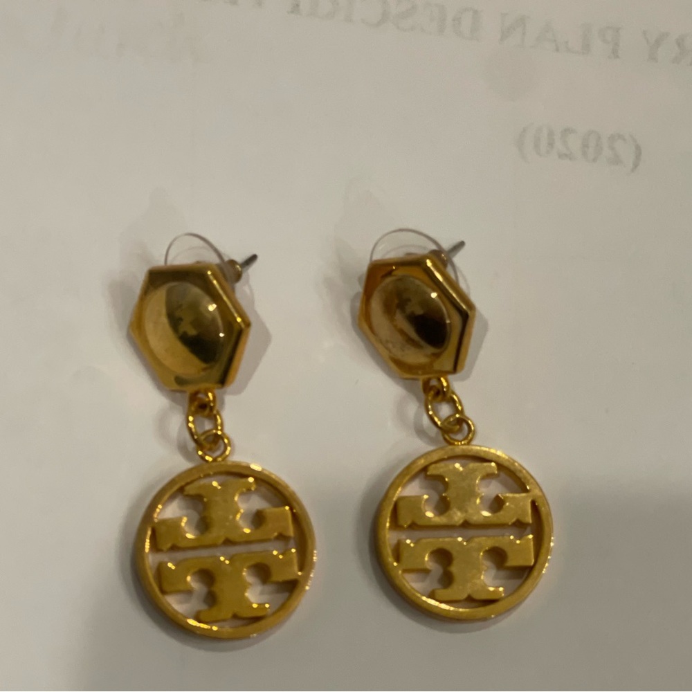 Tory Burch Gold Logo Earrings